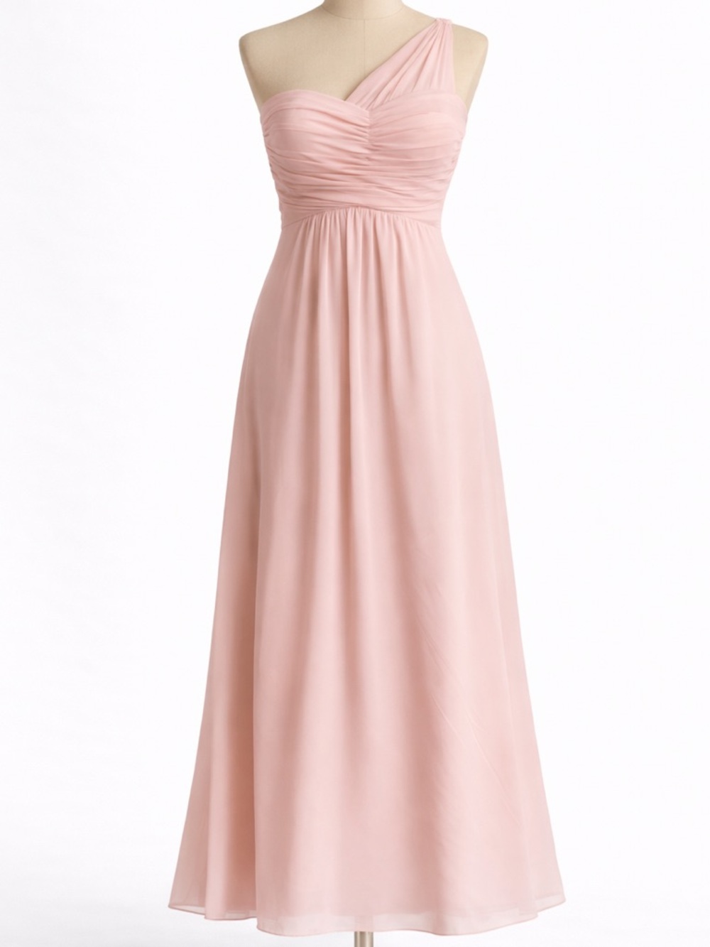 Simply Bridal Floor Length, Asymmetrical Neckline,  Chiffon- Blush Dress